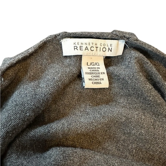Kenneth Cole Reaction Cardigan/Sweater With Ruffled Neckline Size Large Gray - Picture 2 of 13